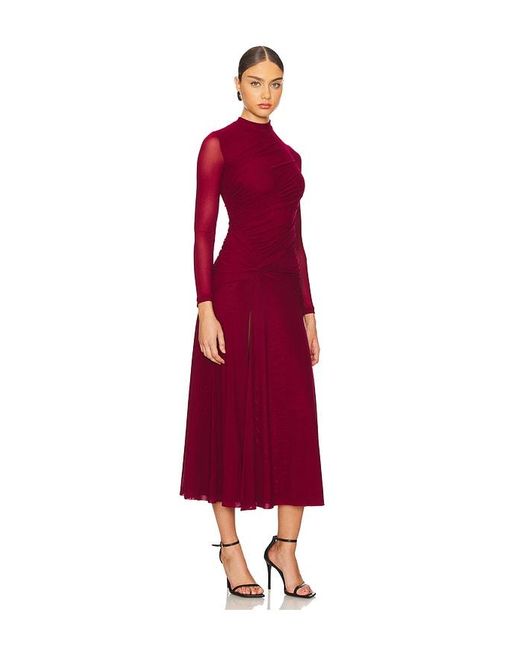 Bardot Red Liyana Ruched Mesh Dress