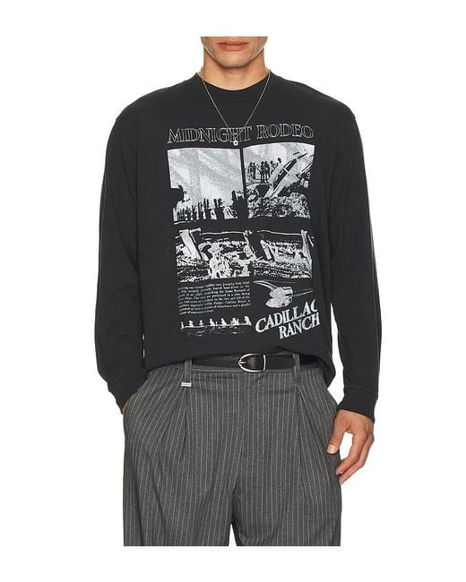 MIDNIGHT RODEO Black Cadillac Ranch Long Sleeve Tee for men