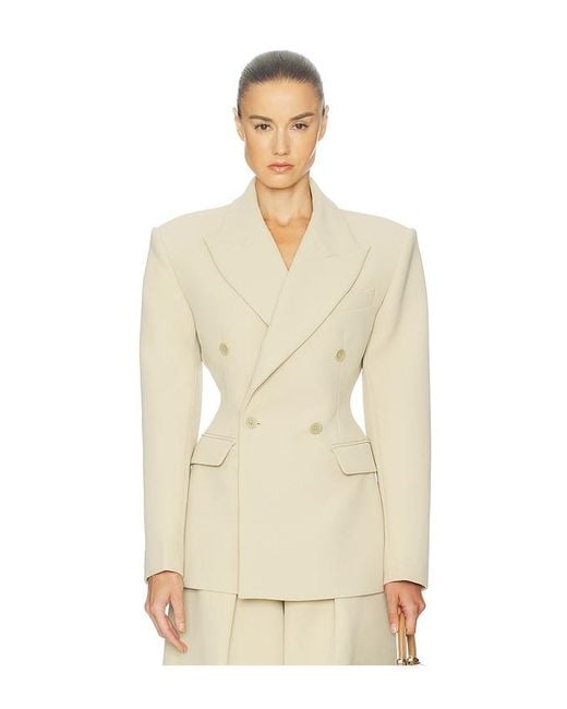 Helsa Natural The Double Breasted S Curve Jacket