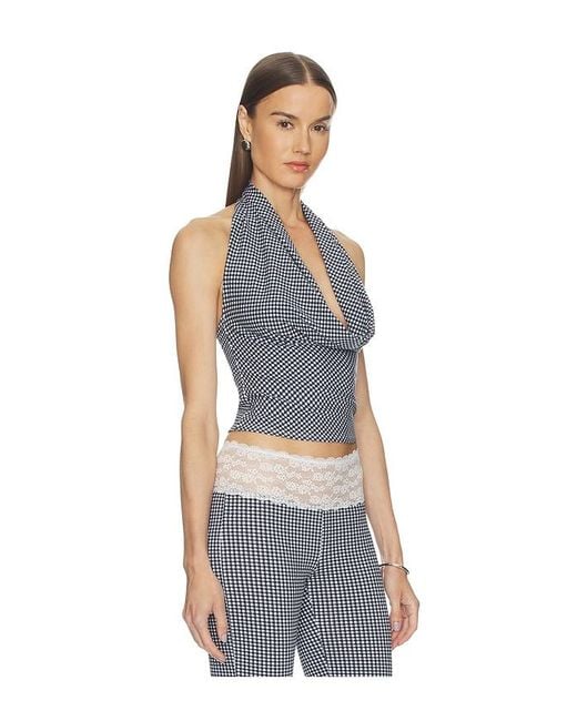 Frankie's Bikinis Blue Jay Cotton Jersey Halter Top