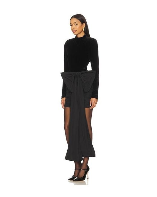 ROTATE BIRGER CHRISTENSEN Black Velvet Bow Mini Dress