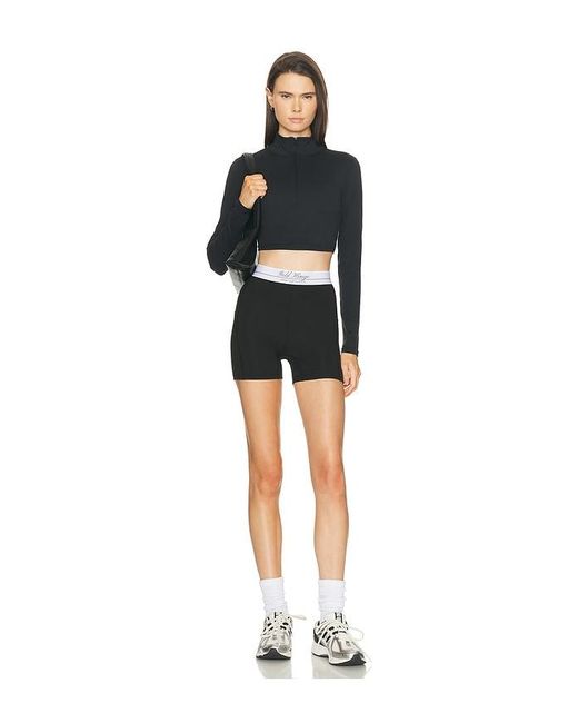 Gold Hinge Black Athletic Half Zip Crop Top