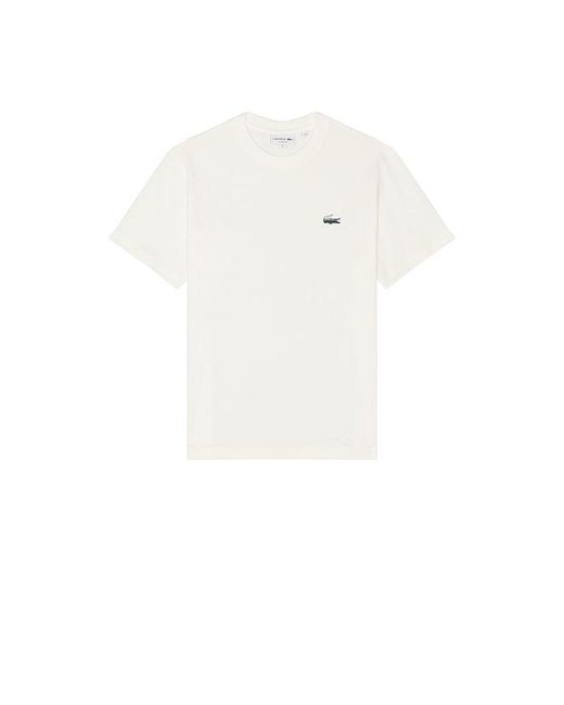 Lacoste White Heavy Jersey Landscape Crocodile Print T-Shirt for men