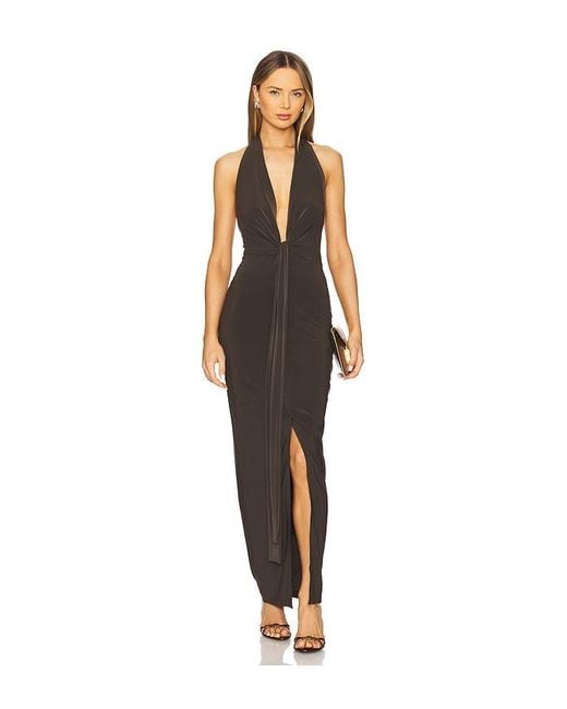 Norma Kamali Black X Revolve Tie Front Halter Gown