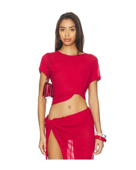 Courtney Zheng Women's Red Supima Cotton Tuck Tee