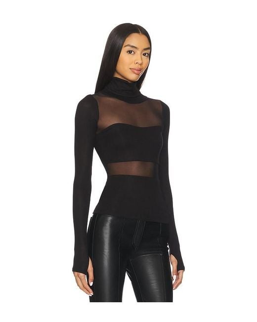 Michael Lauren Black Rem Long Sleeve Fitted Turtleneck Top