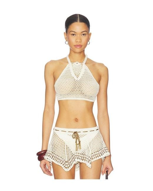 MY BEACHY SIDE Natural Dune Hand-Crocheted Top
