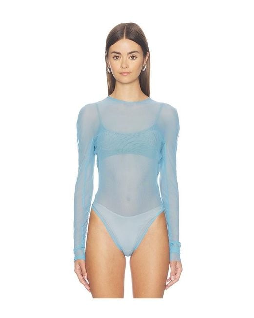 SIDERA Blue Nerea Long Sleeve Backless Bodysuit