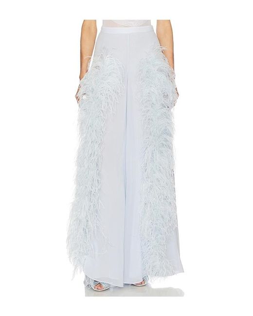 LAPOINTE White Wide Leg Pant With Feathers