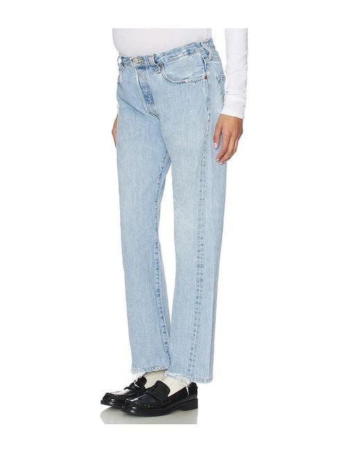 aligrace Blue Vintage Maternity Baggy Jeans