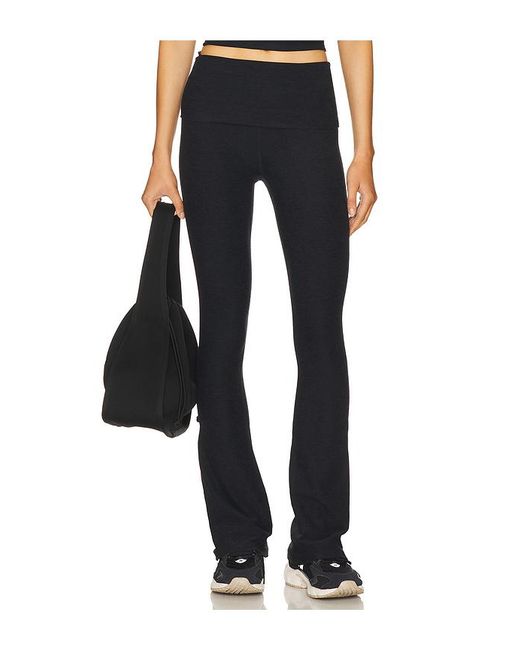 Beyond Yoga Black Spacedye Foldover Bootcut Pant
