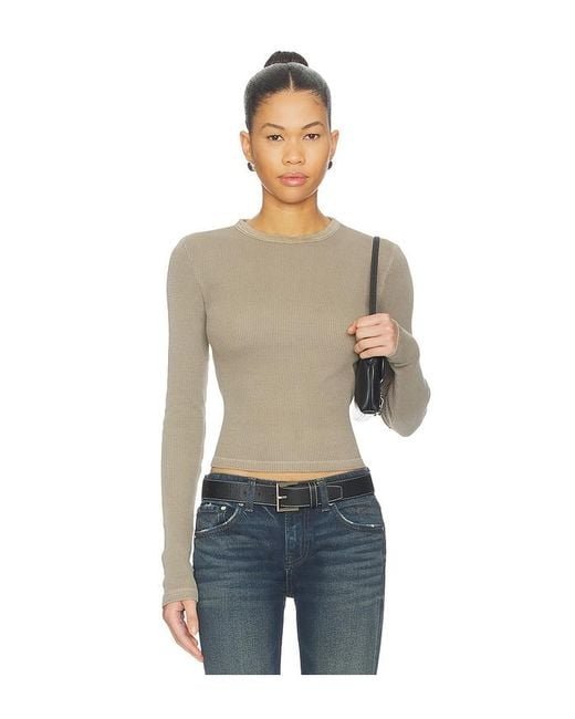 Citizens of Humanity Natural Pillar Waffle Crewneck Top