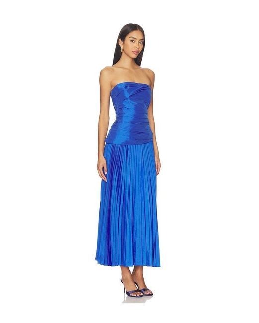 Jonathan Simkhai Blue Arie Strapless Bustier Midi Dress
