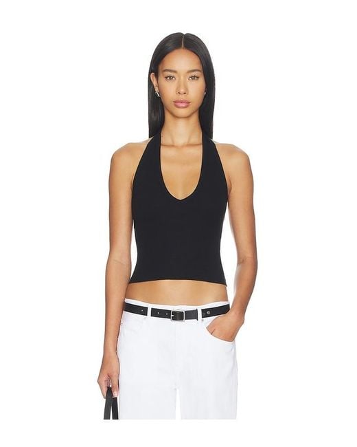ÉTERNE Black Cropped Halter Top