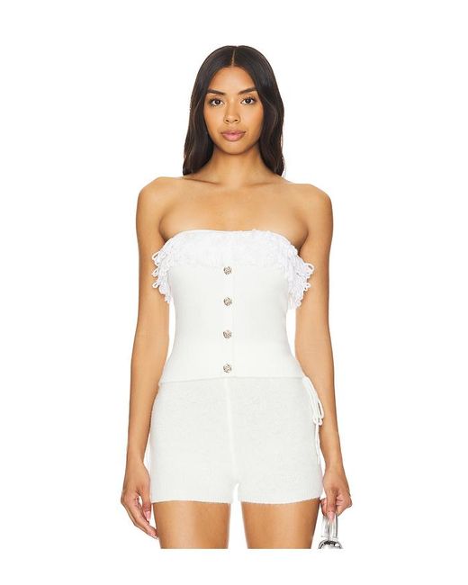 ZEMETA White Tube-Top Rosie Ruffle Knit