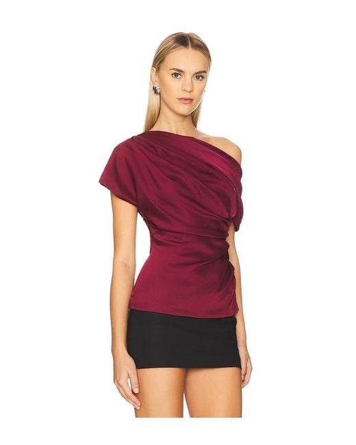 Jonathan Simkhai Red Phoebe Draped Top