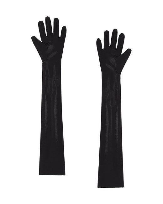 Norma Kamali Black Polyester Spandex Long Coated Gloves