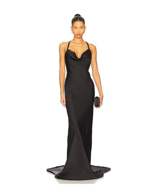 Norma Kamali Black Cross Back Bias Gown