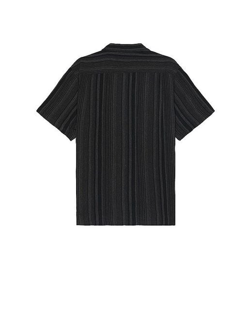 Brixton Black Bunker Seersucker Short Sleeve Camp Collar Shirt for men