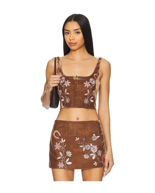 Leslie Amon Brown X Revolve Desert Top