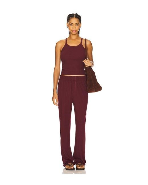 ÉTERNE Red Cotton Rib Tank Top