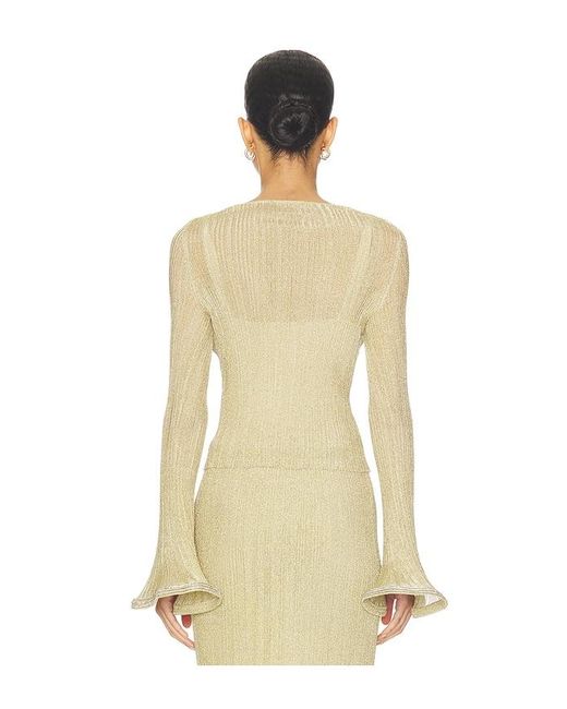 Jonathan Simkhai Natural Maebry Long Sleeve Crewneck Top