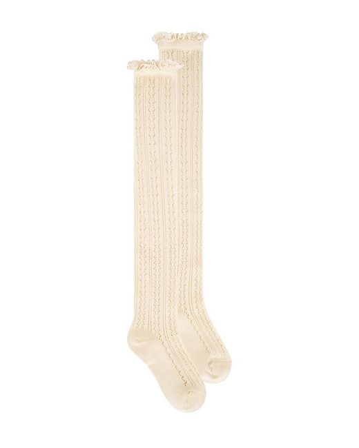 Free People White Misty Net Pointelle Tall Socks