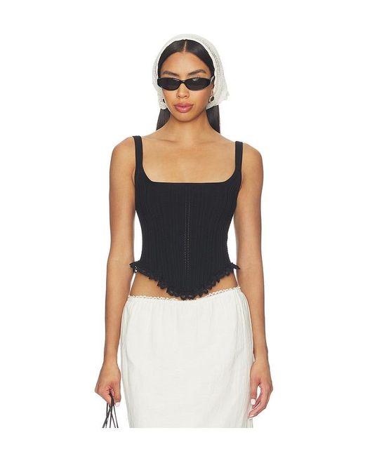LPA Black Suzy Knit Corset Top