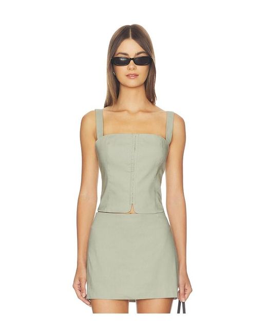 GOOD AMERICAN Green The Linen Corset Top