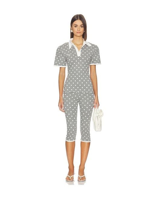 ROWEN ROSE Gray X Revolve Polka Dots Capri Pants