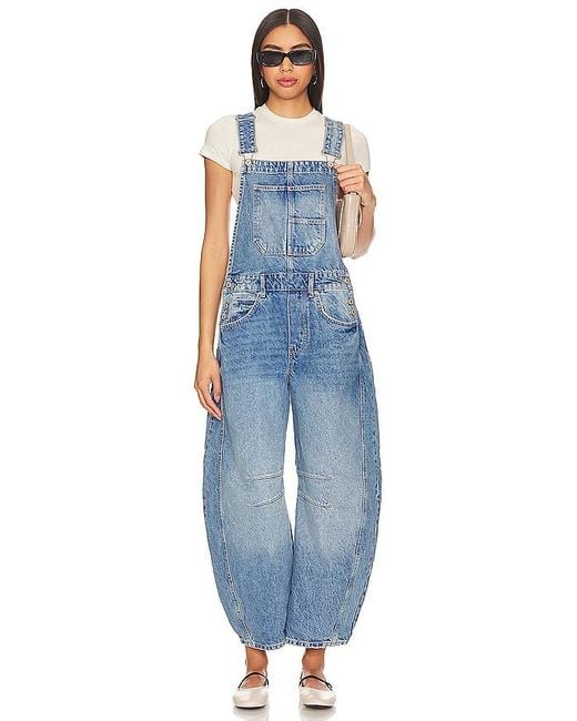 Free People Blue Good Luck Overall