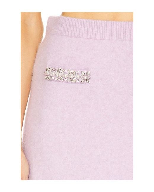 Self-Portrait Pink Crystal Trim Knit Skirt