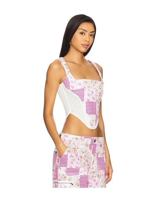 GUIZIO Pink Mina Patchwork Corset