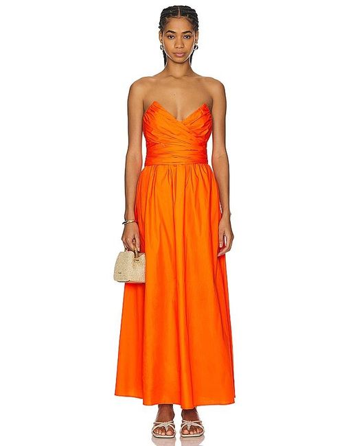 Line & Dot Orange Sunburst Midi Dress