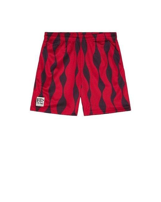 by Parra Red Waved Mesh Shorts for men