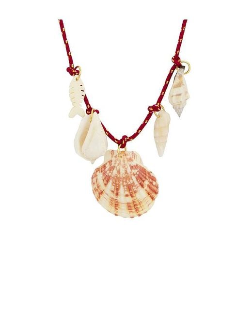 Timeless Pearly Red Shells Rope Necklace