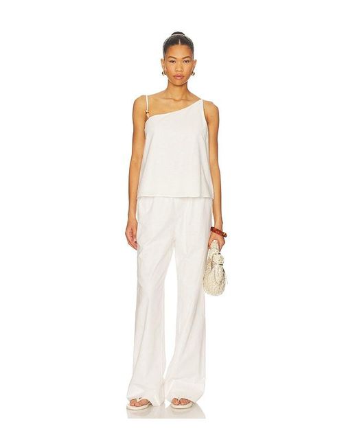 SNDY'S White Ismene One Shoulder Top