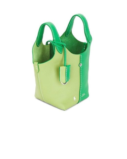 Polo Ralph Lauren Green Shiny Drum Pebble Small Crossbody Bag
