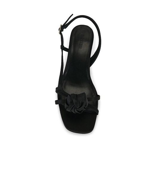 ROTATE BIRGER CHRISTENSEN Black Mid Heel Knot Satin Strappy Sandal
