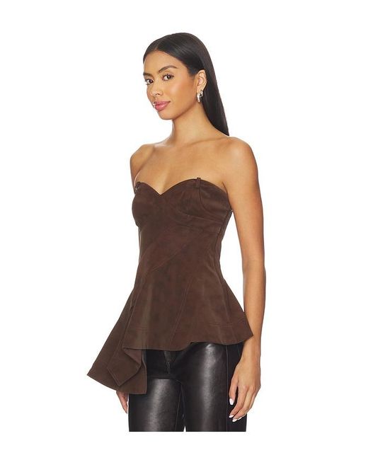 AMUR Brown Augusta Bustier Peplum Top
