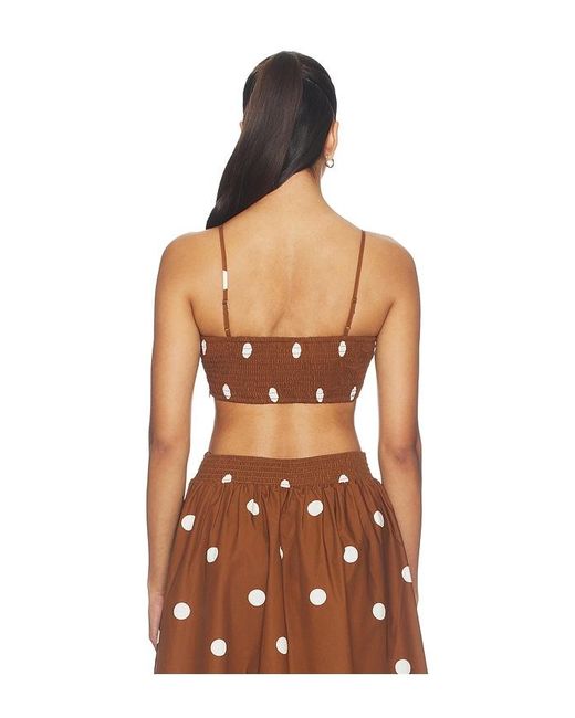 Susana Monaco Brown Polka Poplin Crop String Top
