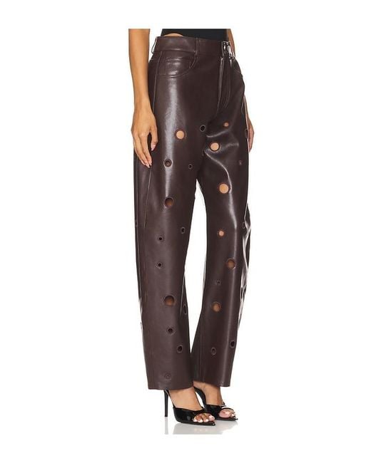 Lamarque Multicolor Perforated Leather Straight-Leg Pants