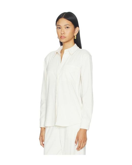 Beyond Yoga White Breathe Easy Corduroy Button Front Shirt