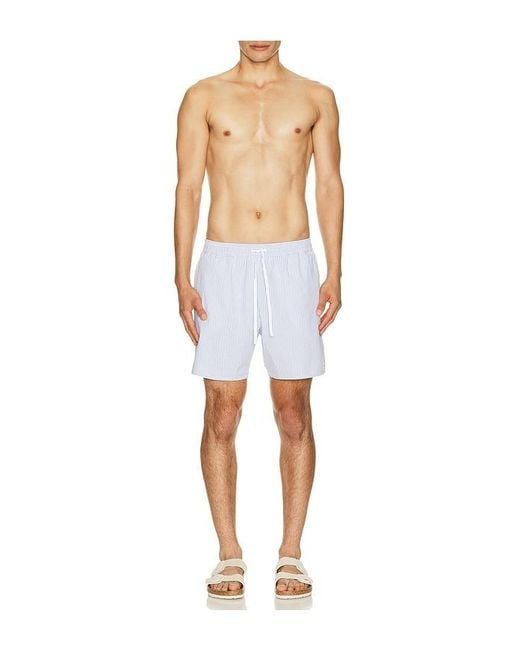 Lacoste Blue Mid Length Striped Textured Swim Trunk for men