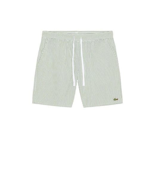 Lacoste Blue Mid Length Striped Textured Swim Trunks for men
