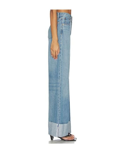 Re/done Blue High Rise Wide Leg Cuff Jeans