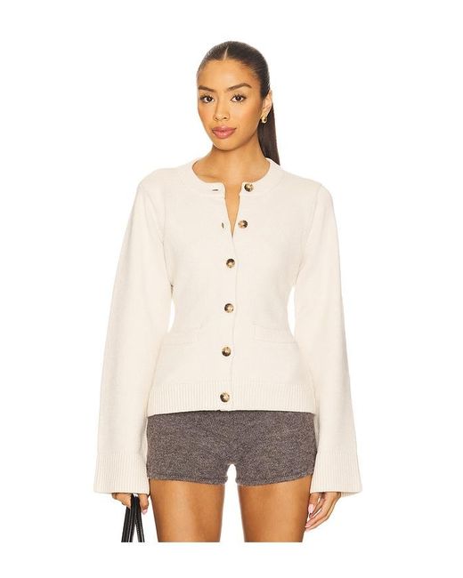 GOOD AMERICAN Natural Button Front Knit Cardigan