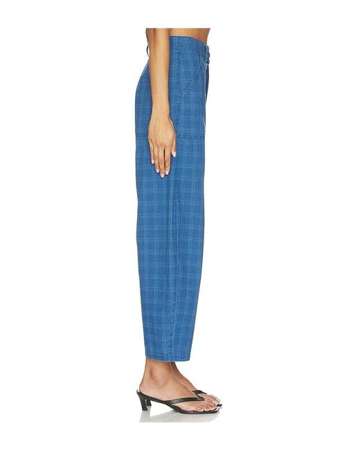 LNA Blue Cross Creek Plaid Pant