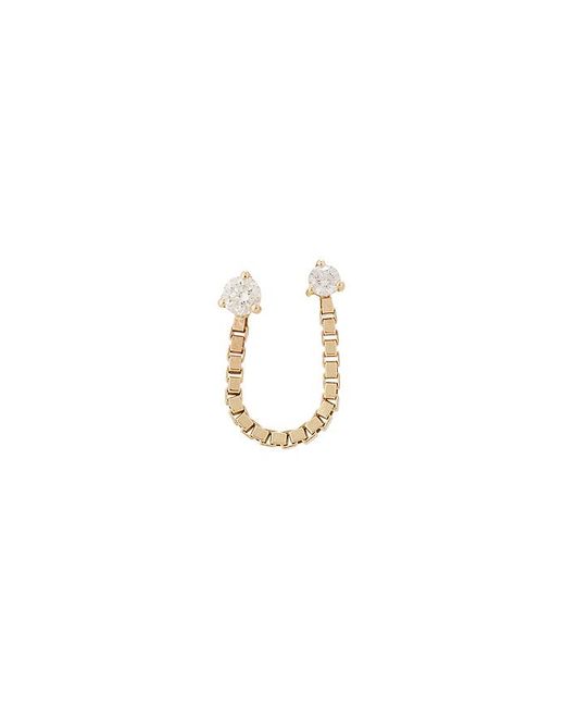 STONE AND STRAND Metallic Diamond Block Chain Double Stud Earring