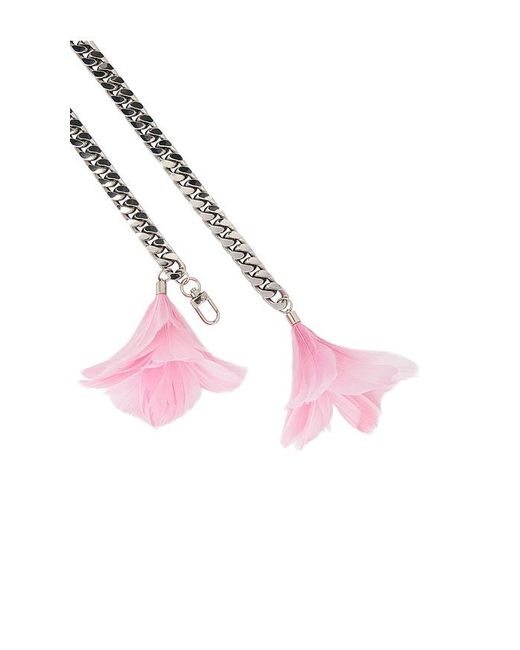 David Koma Metallic Feather Flower Detail Chunky Chain Belt